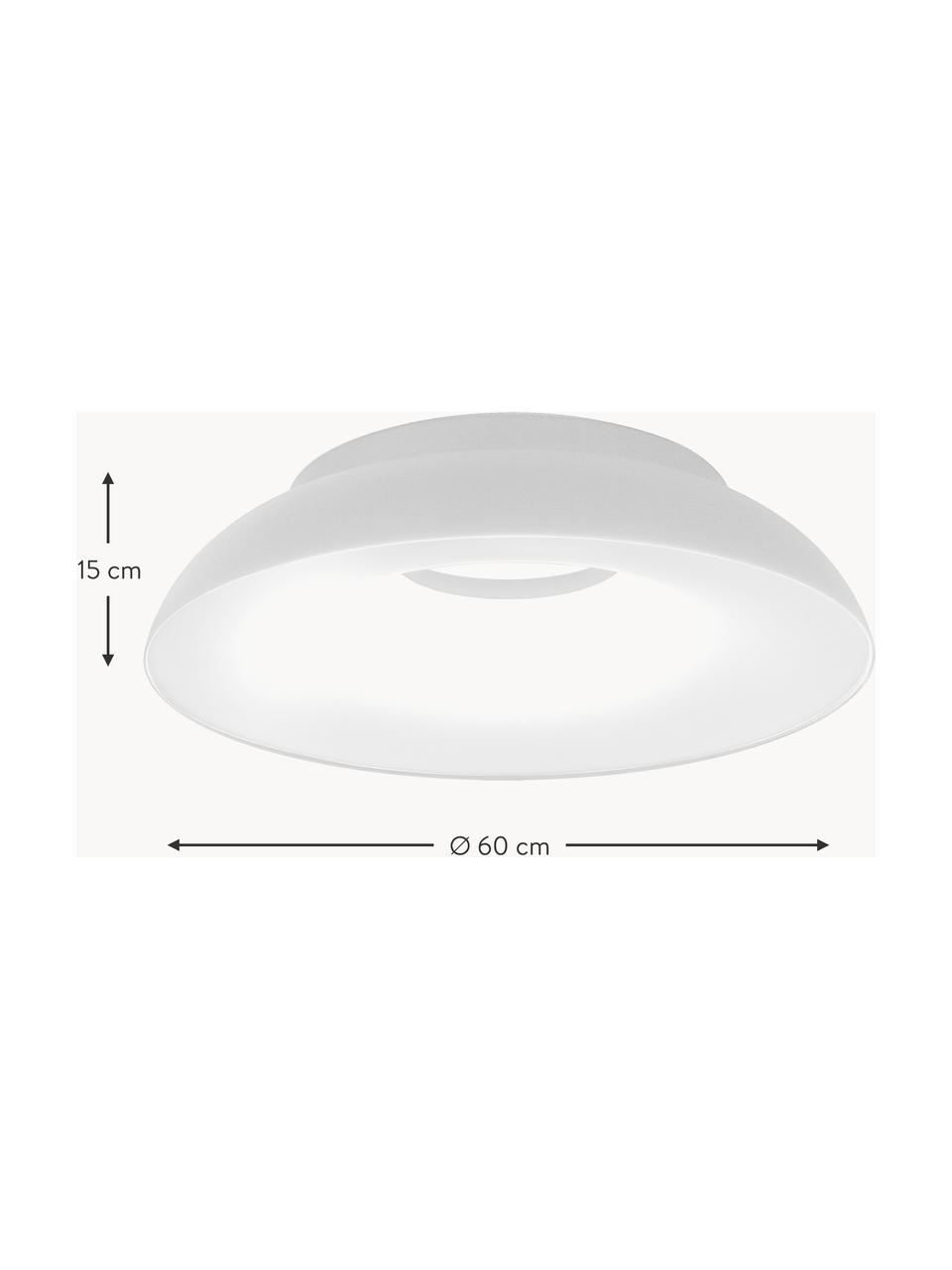 Plafoniera grande a LED con luce regolabile Maggiolone, Alluminio laccato, Bianco, Ø 60 x Alt. 15 cm