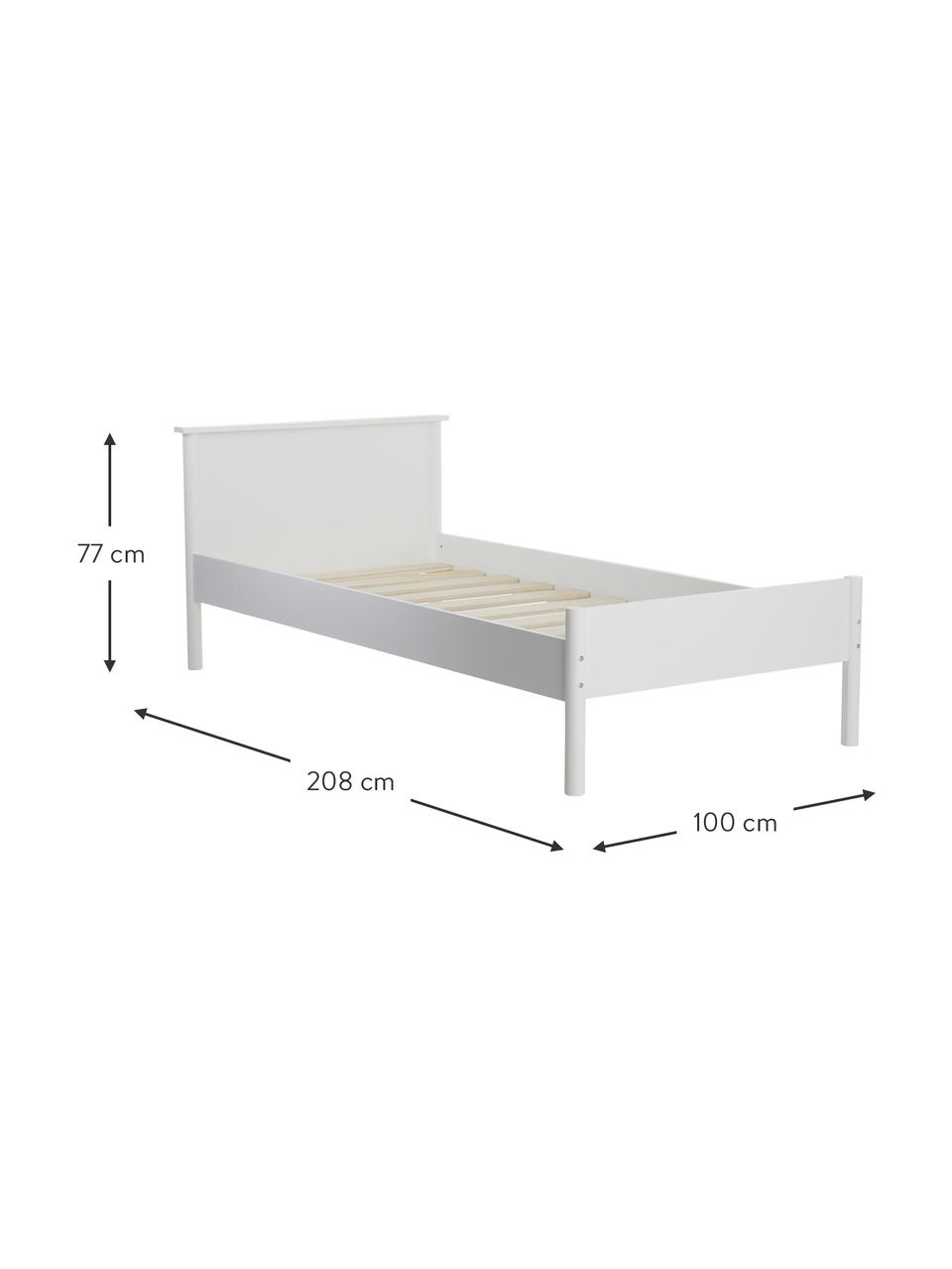 Łóżko dziecięce z drewna Girona, Płyta pilśniowa średniej gęstości (MDF), drewno, sklejka, Biały, S 90 x D 200 cm