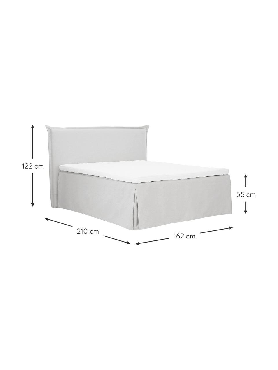 Cama continental Premium Violet, Patas: madera de abedul maciza p, Tejido gris claro, An 140 x L 200 cm, dureza H3