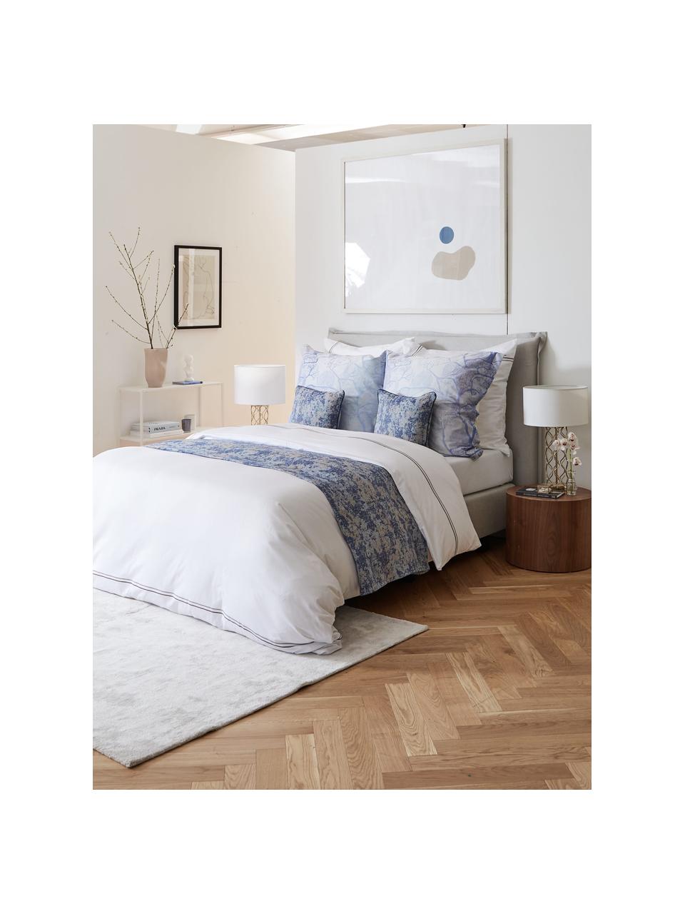 Łóżko kontynentalne premium Violet, Nogi: lite drewno brzozowe, lak, Jasnoszara tkanina, S 180 x D 200 cm, stopień twardości H3