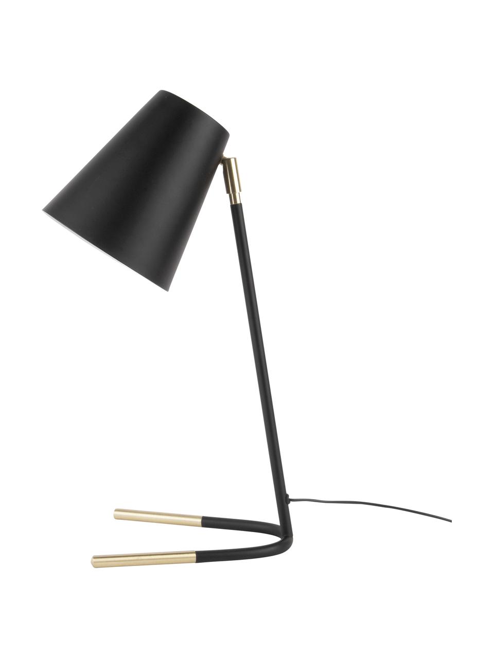 Lámpara de escritorio Noble, Pantalla: metal recubierto, Cable: plástico, Negro, dorado, An 20 x Al 48 cm