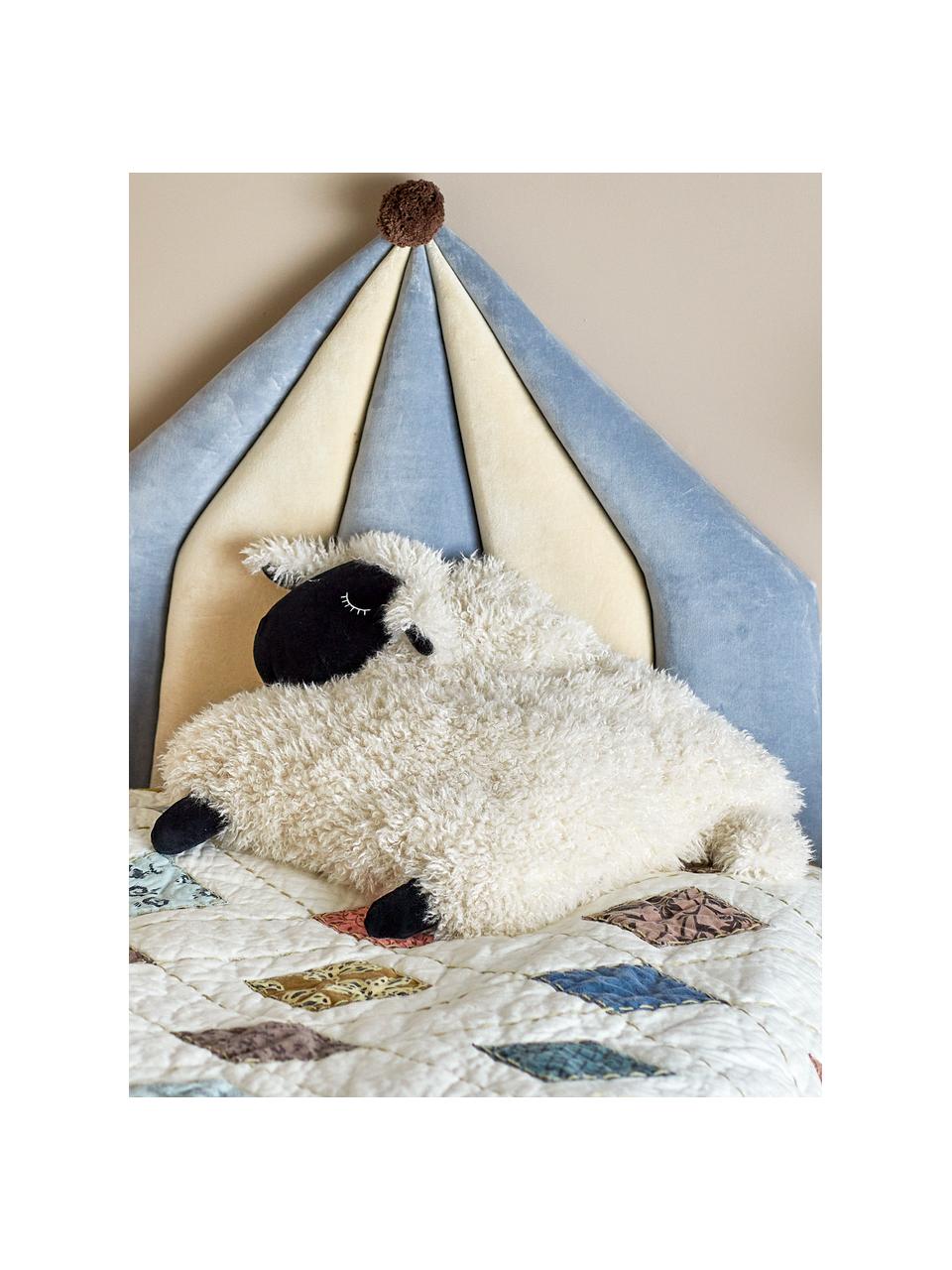 Coussin peluche Dolly, 100 % polyester, Blanc cassé, noir, larg. 46 x long. 56 cm