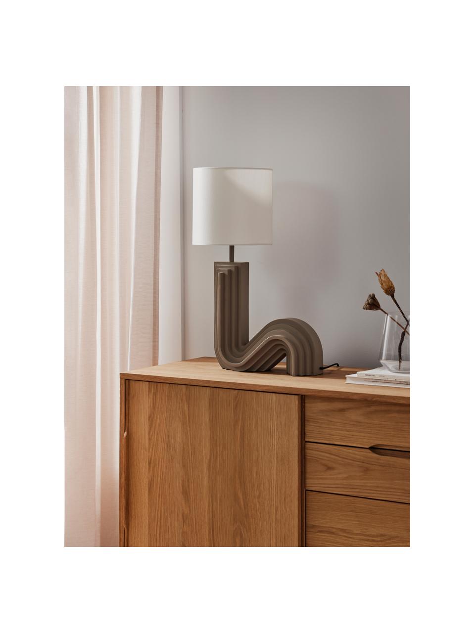 Designová stolní lampa Luomo, Světle bílá, šedobéžová, Ø 24 cm, V 61 cm