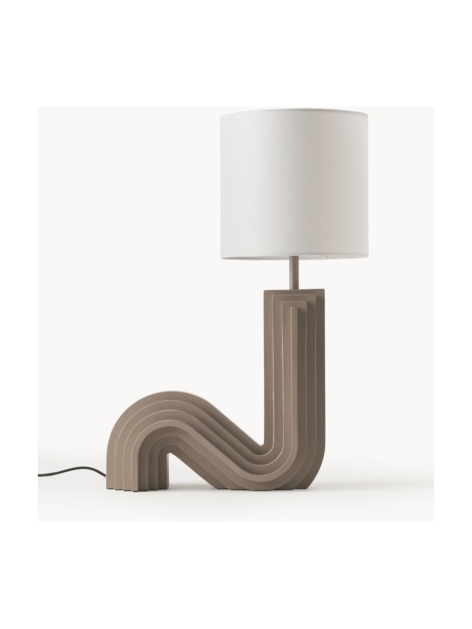 Designová stolní lampa Luomo, Světle bílá, šedobéžová, Ø 24 cm, V 61 cm