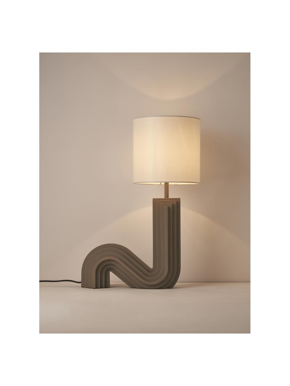 Lampada da tavolo di design Luomo, Paralume: tessuto di lino, Bianco latte, greige, Larg. 43 x Alt. 61 cm