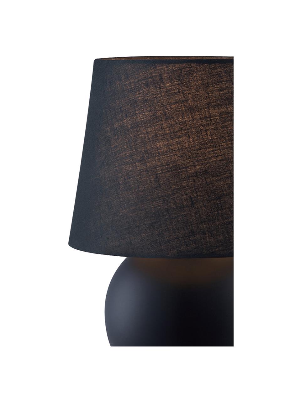 Lámpara de noche pequeña de cerámica Isla, Pantalla: algodón, Cable: plástico, Negro, Ø 16 x Al 22 cm