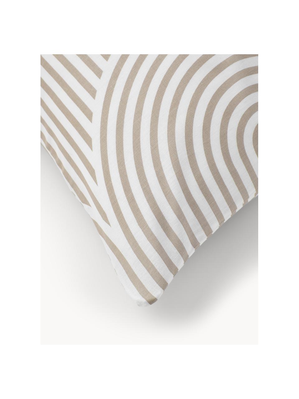 Taie d'oreiller en coton Arcs, Beige, blanc, larg. 50 x long. 70 cm