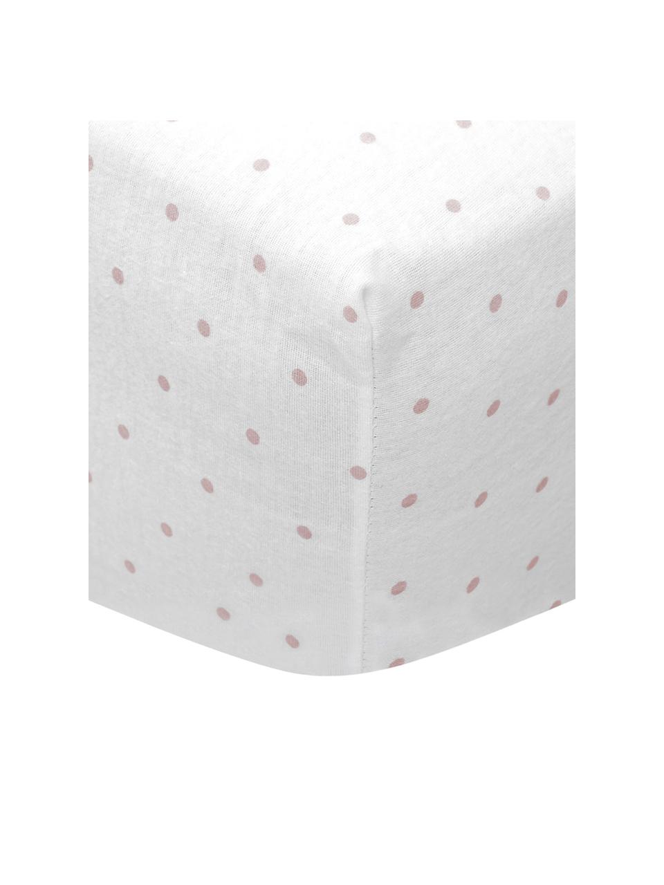 Drap-housse en flanelle à pois Betty, Vieux rose, blanc