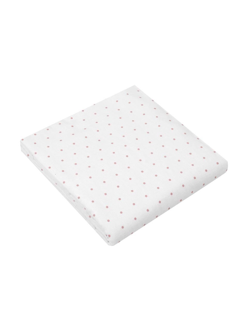 Drap-housse en flanelle à pois Betty, Vieux rose, blanc