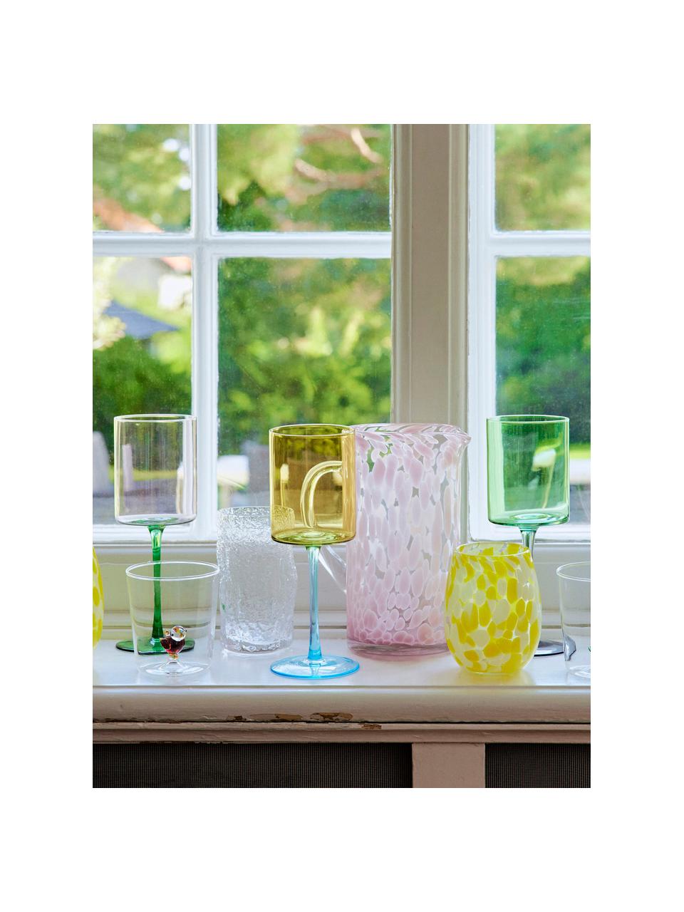 Weingläser Lilly, 2 Stück, Glas, Gelb, Hellblau, Ø 9 x H 24 cm, 430 ml