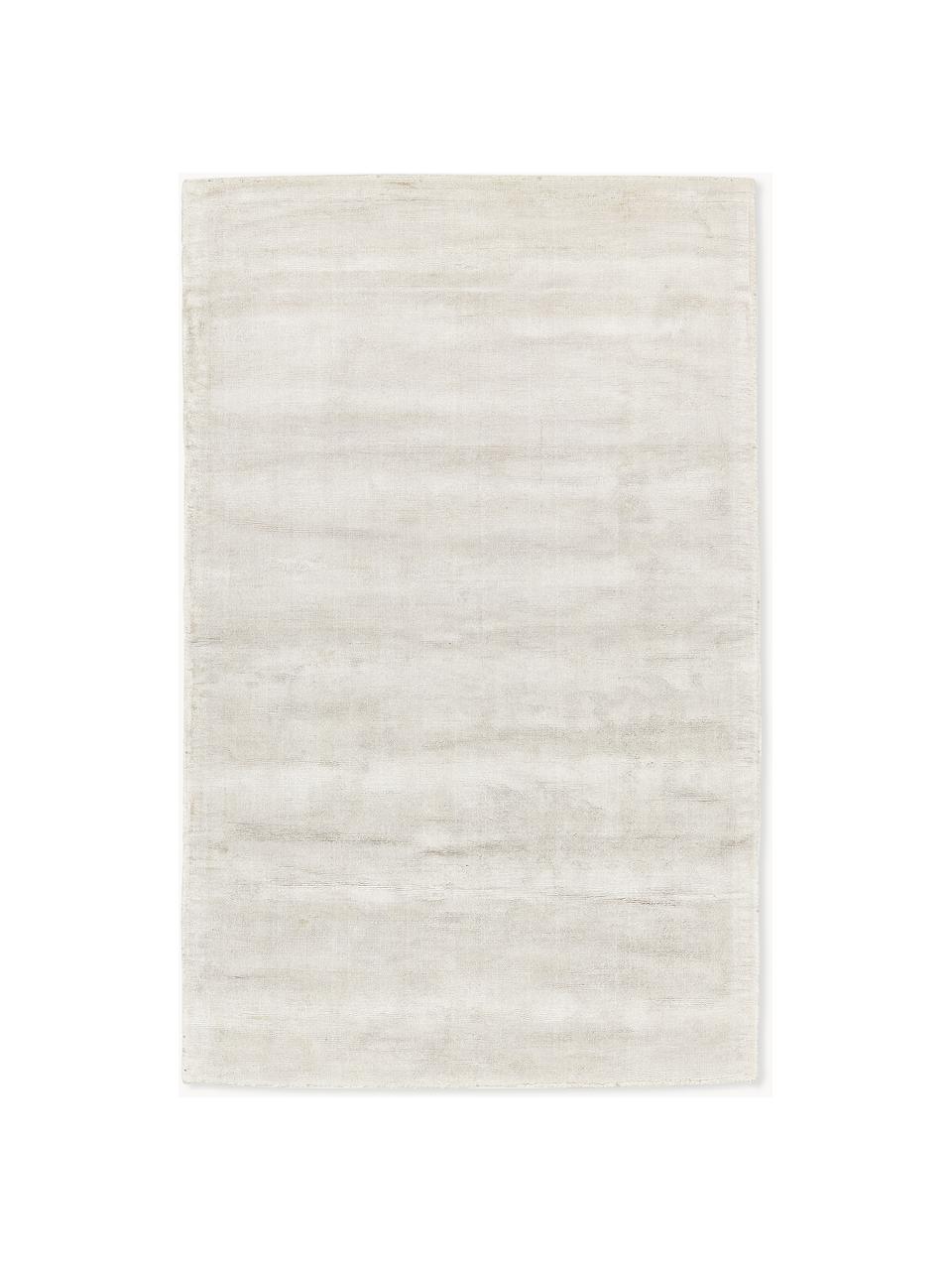 Alfombra artesanal de viscosa Jane, Parte superior: 100% viscosa, Reverso: 100% algodón, Blanco Off White, An 400 x L 500 cm