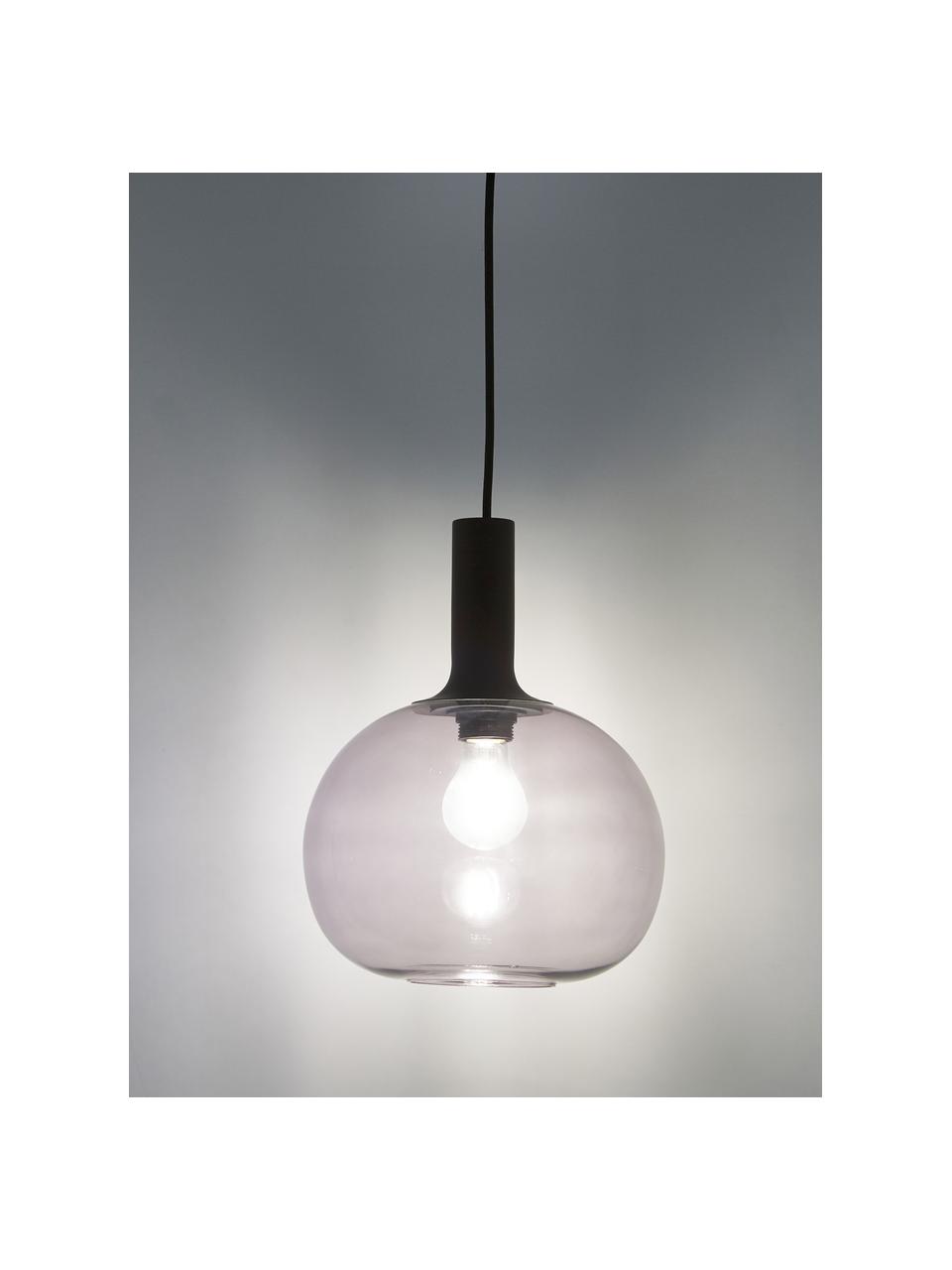 Lámpara de techo pequeña de vidrio ahumado Alton, Pantalla: vidrio, Estructura: metal recubierto, Anclaje: metal recubierto, Cable: cubierto en tela, Gris transparente, Ø 25 x Al 33 cm