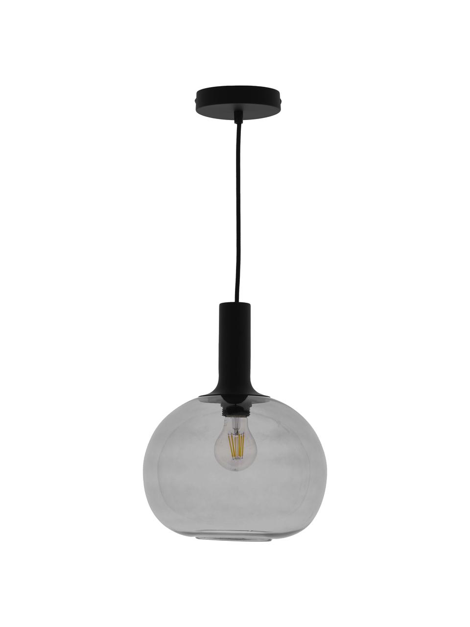 Lampa wisząca ze szkła dymnego Alton, Szkło, metal, Czarny, Ø 25 x W 33 cm