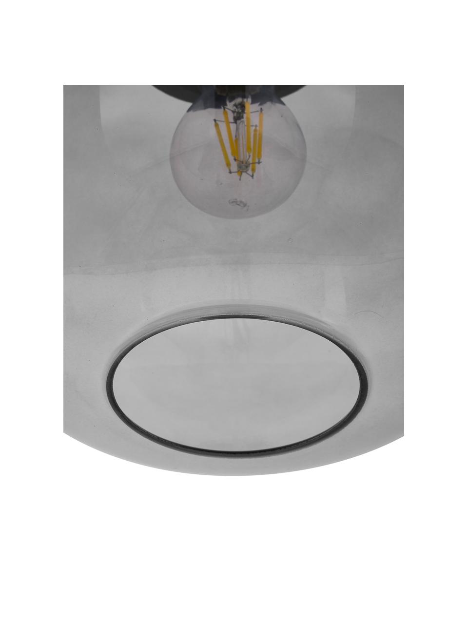 Lámpara de techo pequeña de vidrio ahumado Alton, Pantalla: vidrio, Estructura: metal recubierto, Anclaje: metal recubierto, Cable: cubierto en tela, Gris transparente, Ø 25 x Al 33 cm
