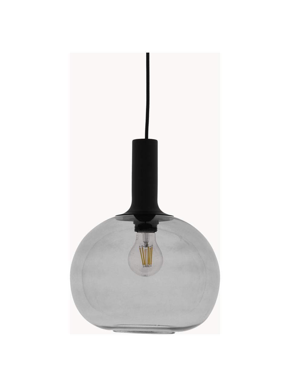 Kleine hanglamp Alton van rookglas, Lampenkap: glas, Zwart, grijs, Ø 25 x H 33 cm