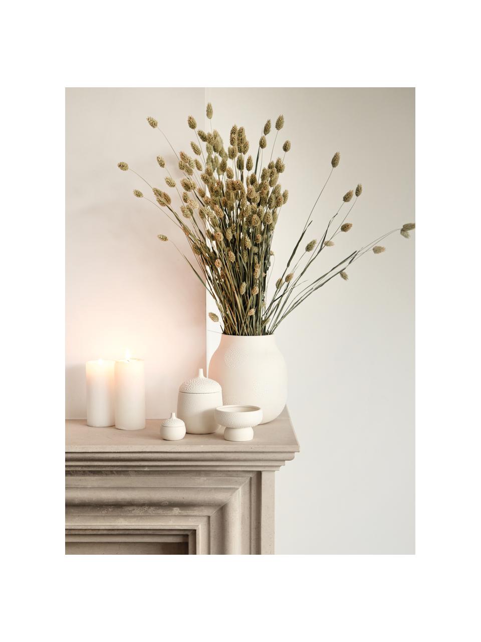 Coupe décorative blanche grès cérame à structure perlée Perla, Grès cérame avec émail perlé, Blanc crème, Ø 10 x haut. 7 cm