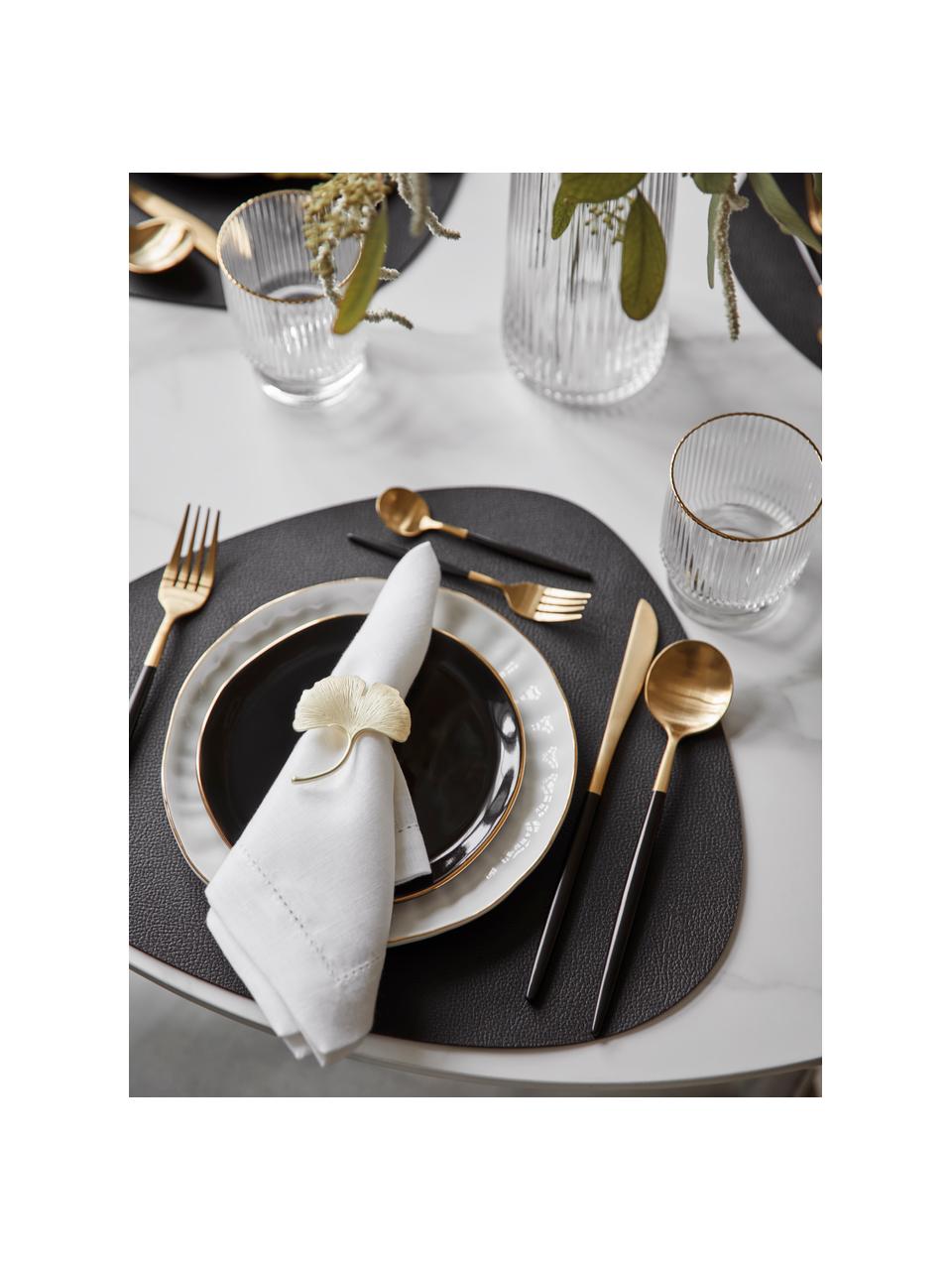 Set stoviglie in porcellana con rilievo Sali, 4 persone (12 pz), Porcellana, Bianco con bordo oro, 4 persone (12 pz)