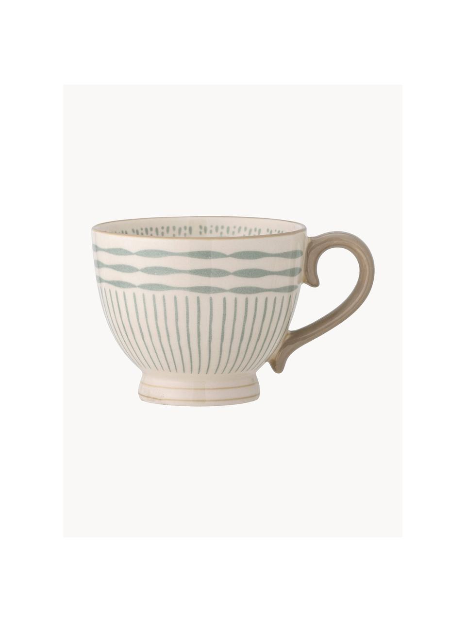 Taza artesanal Maple, Cerámica de gres, Verde salvia, beige claro, Ø 11 x Al 9 cm, 420 ml