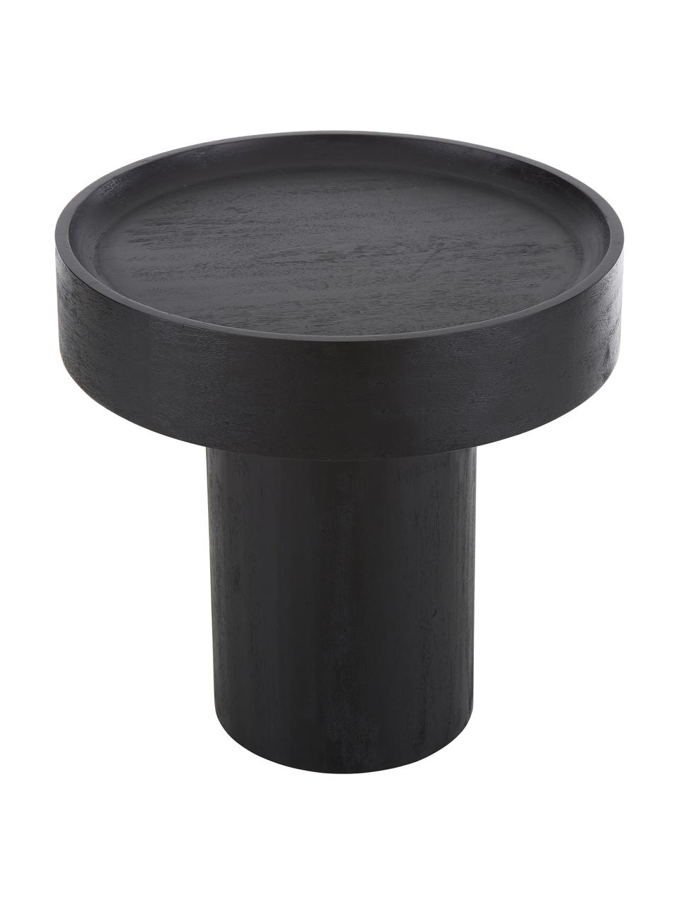 Stolik pomocniczy z drewna mangowego Benno, Lite drewno mangowe, lakierowane, beton, Czarny, Ø 50 x W 50 cm