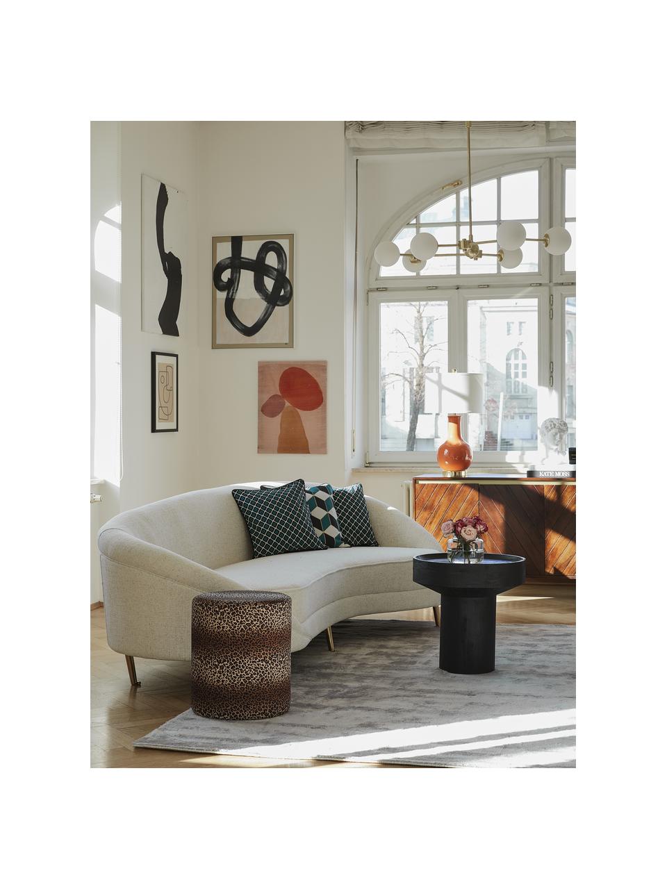 Stolik pomocniczy z drewna mangowego Benno, Lite drewno mangowe lakierowane, beton, Drewno mangowe lakierowane na czarno, Ø 50 x W 50 cm