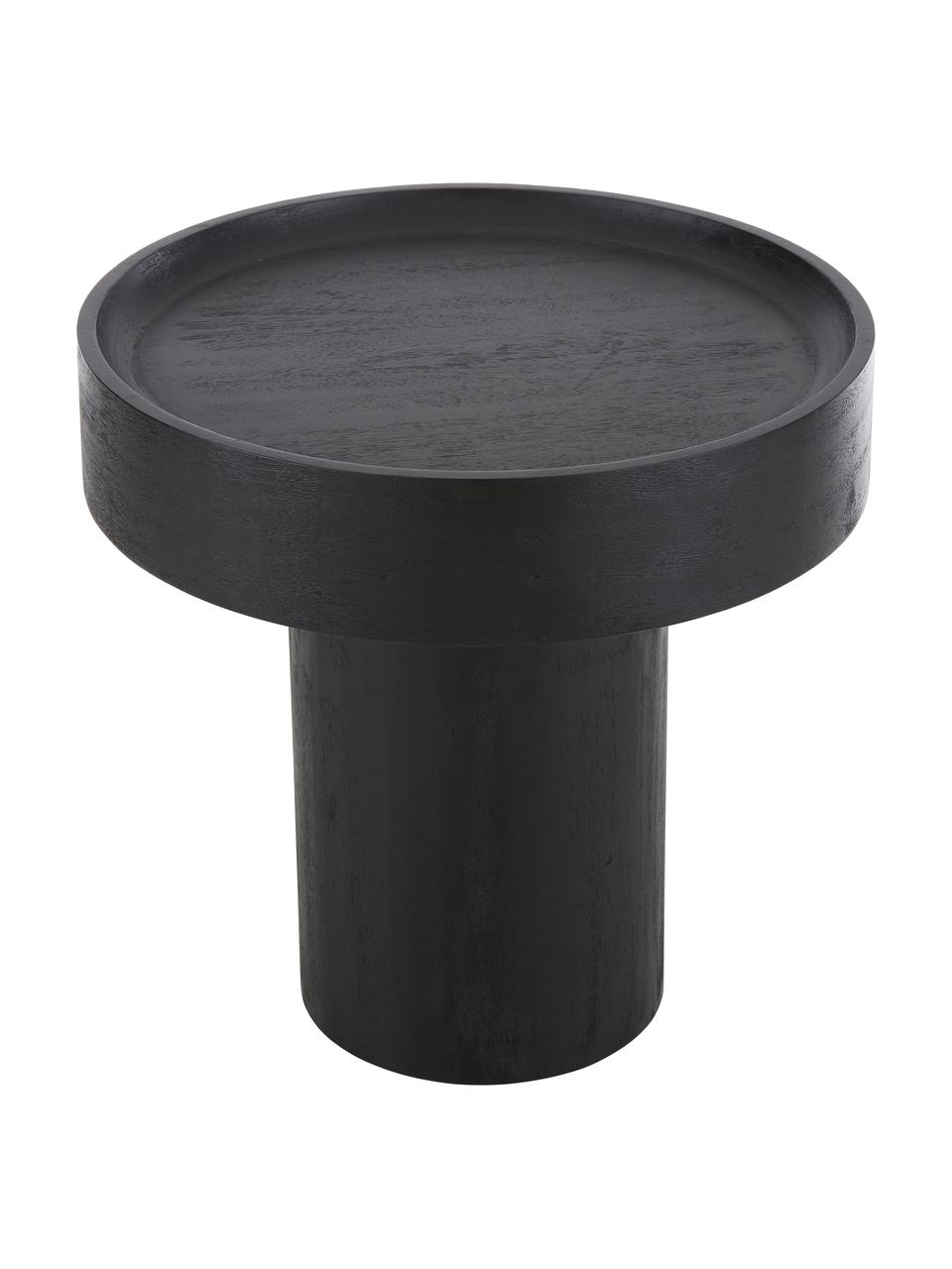 Stolik pomocniczy z drewna mangowego Benno, Lite drewno mangowe lakierowane, beton, Drewno mangowe lakierowane na czarno, Ø 50 x W 50 cm