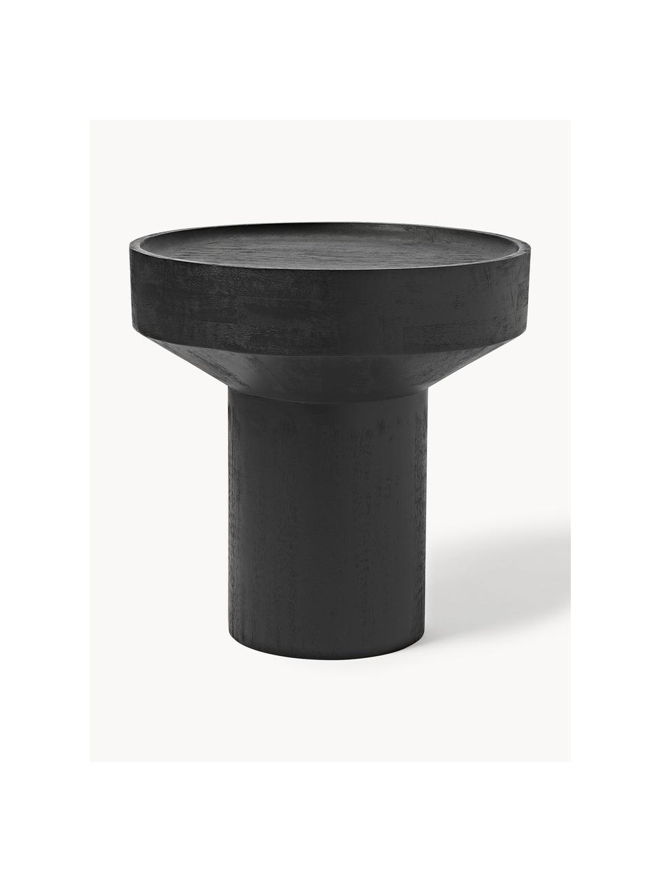 Table d'appoint ronde en bois de manguier Benno, Bois de manguier massif, laqué, béton, Bois de manguier, noir laqué, Ø 50 x haut. 50 cm