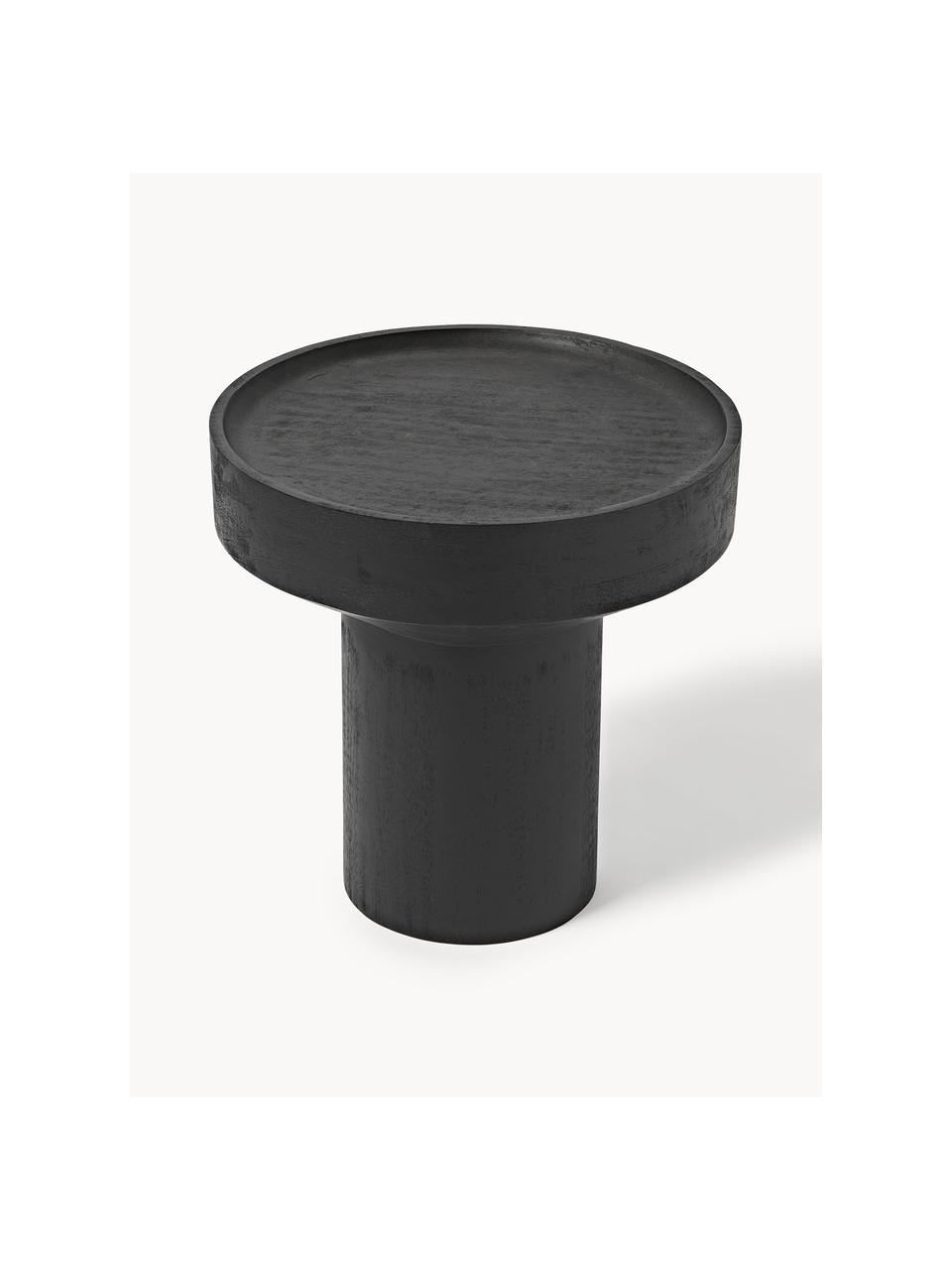 Table d'appoint ronde en bois de manguier Benno, Bois de manguier massif, laqué, béton, Bois de manguier, noir laqué, Ø 50 x haut. 50 cm