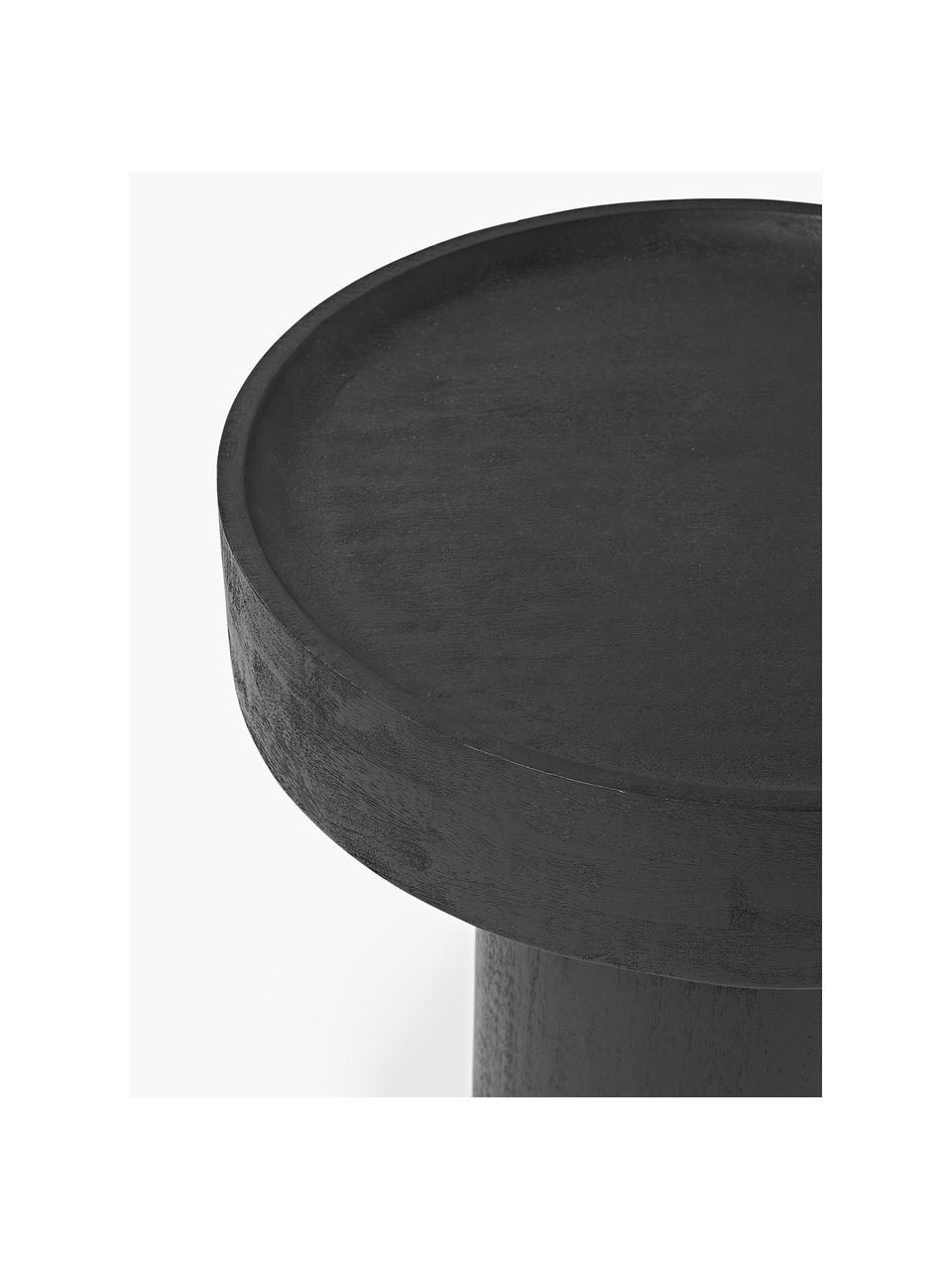 Beistelltisch Benno aus Mangoholz, Massives Mangoholz, lackiert, Beton, Mangoholz, schwarz lackiert, Ø 50 x H 50 cm