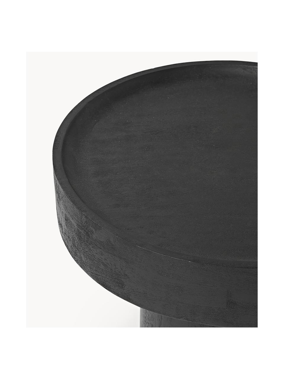 Tavolino in legno di mango Benno, Legno massiccio di mango laccato, cemento, Legno di mango laccato nero, Ø 50 x Alt. 50 cm