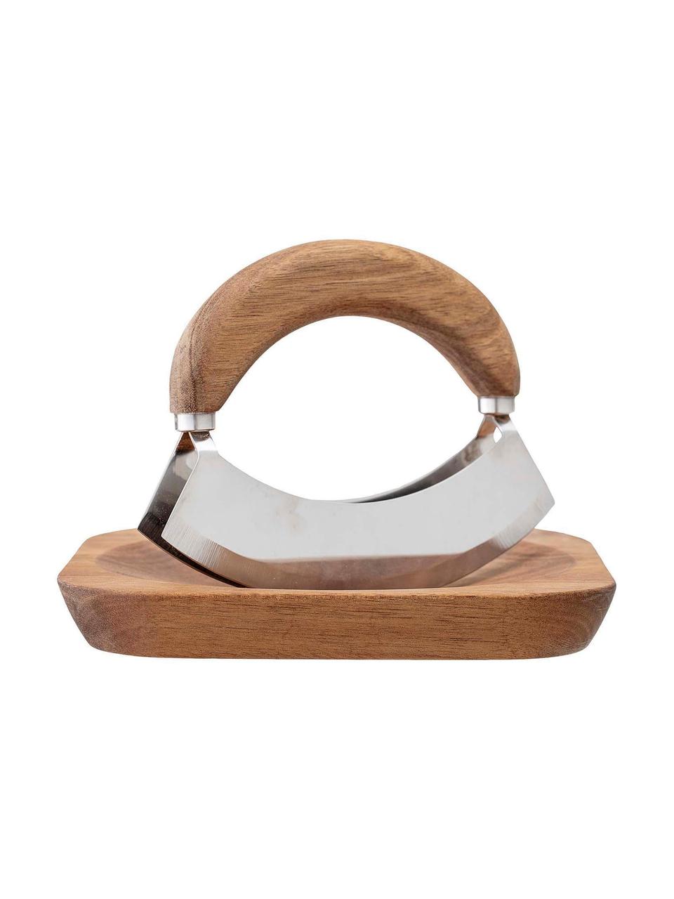 Set de cuchillas para picar Cut, 2 pzas., Madera de acacia, acero inoxidable, Madera de acacia, plateado, Set de diferentes tamaños