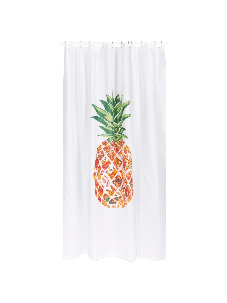 Duschvorhang Pineapple mit Ananas-Motiv, 100% Polyester
Wasserabweisend, nicht wasserdicht, Weiss, Grün, Orange, Rot, 180 x 200 cm