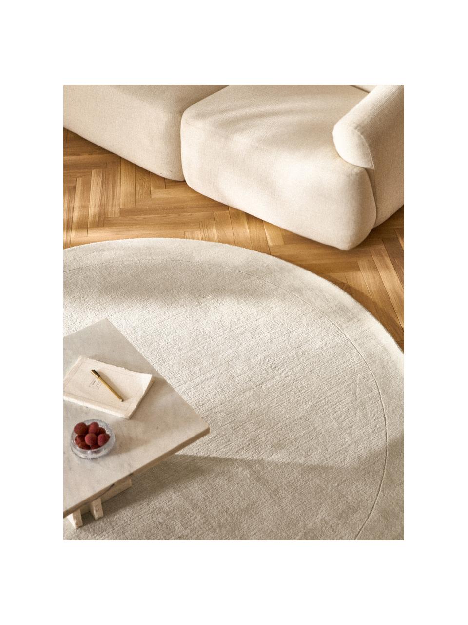 Tapis rond à poils ras Kari, 100 % polyester, certifié GRS, Blanc crème, Ø 150 cm (taille M)