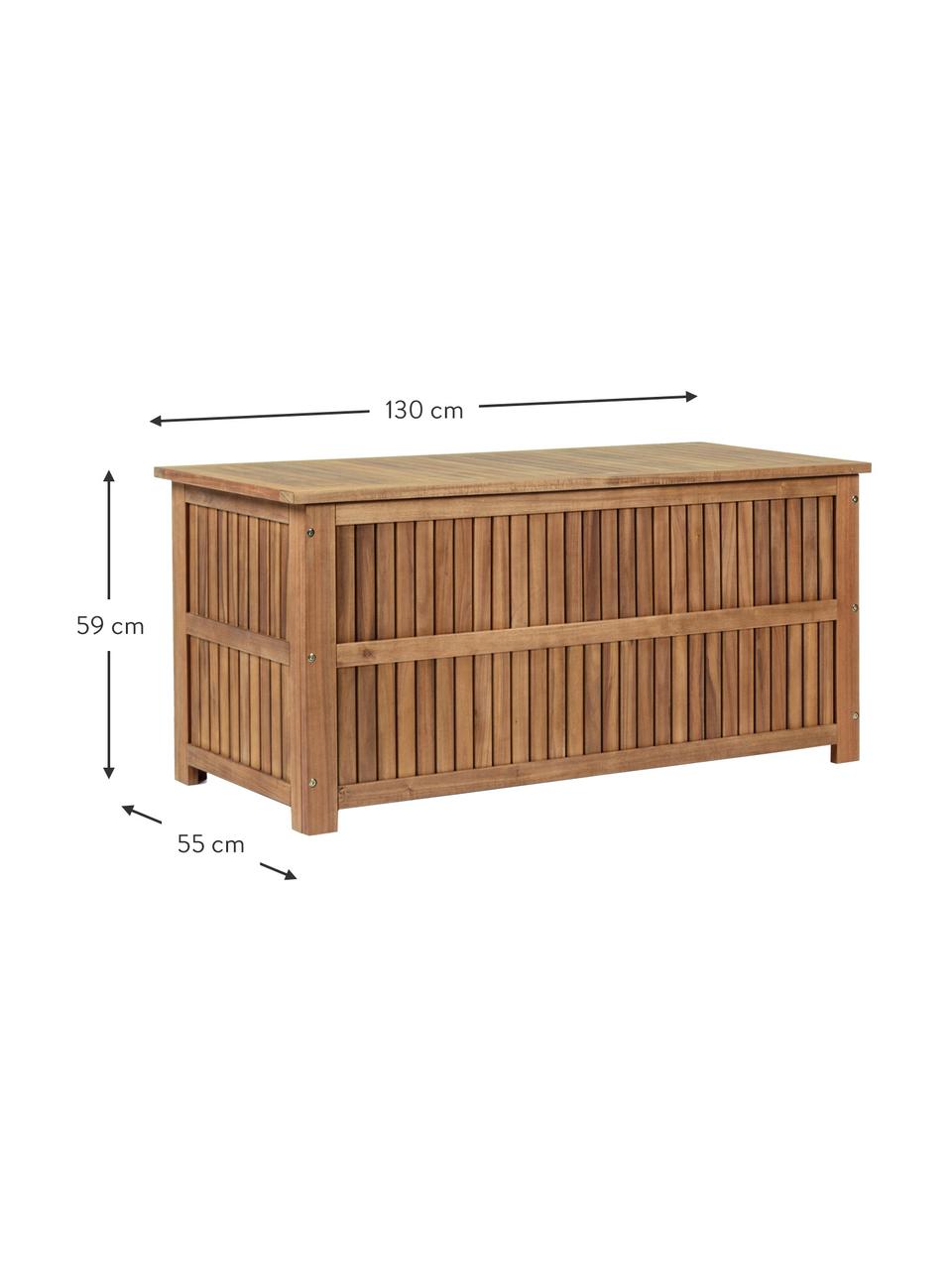 Coffre de rangement de jardin Noemi, Bois d'acacia, huilé, Bois d'acacia, larg. 130 x haut. 59 cm