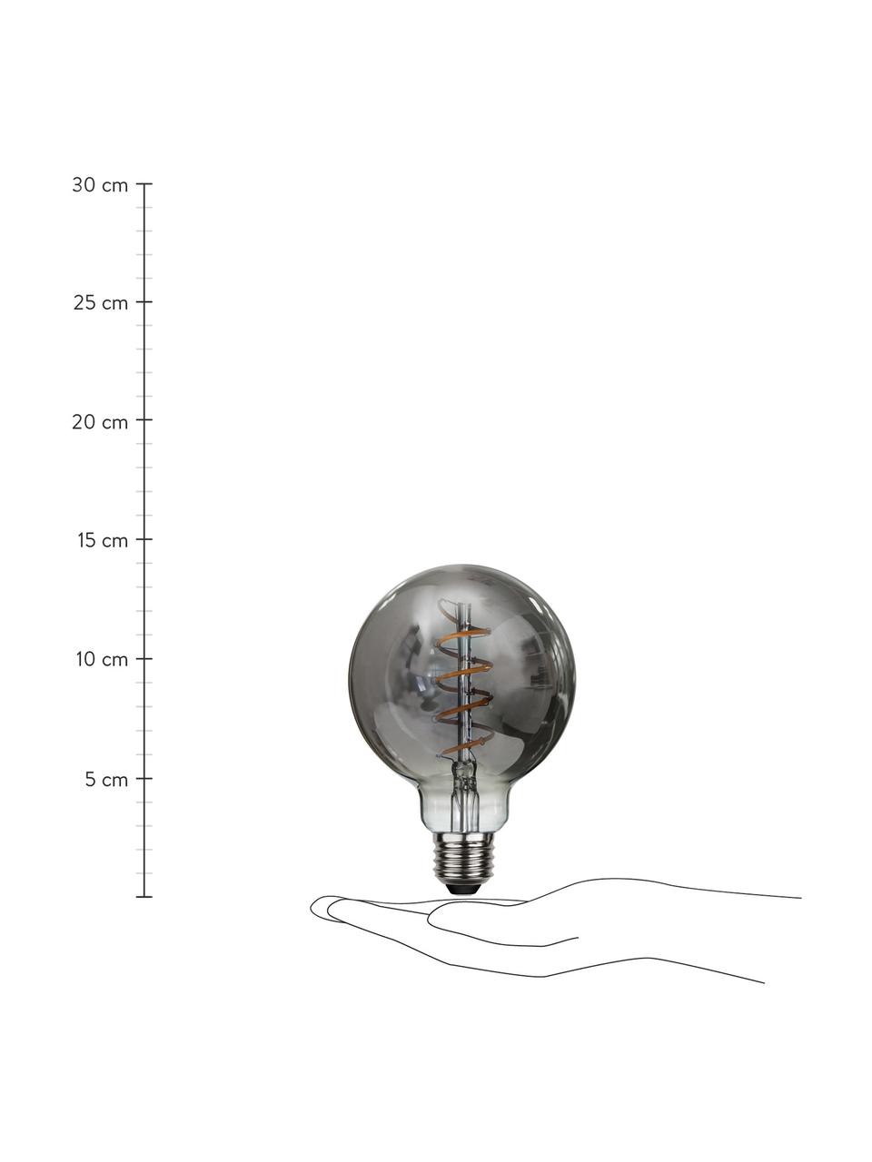 Bombilla regulable LED E27, blanco cálido, 1 ud., Ampolla: vidrio, Casquillo: aluminio, Gris transparente, Ø 10 x Al 14 cm, 1 ud.