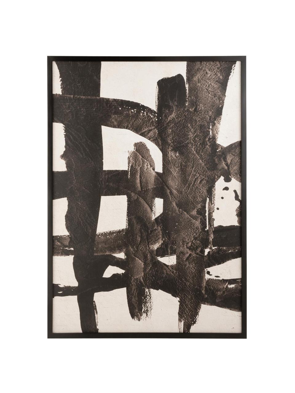 Gerahmter Leinwanddruck Abstract, Rahmen: Tannenholz, Mitteldichte , Schwarz, Weiss, B 110 x H 157 cm