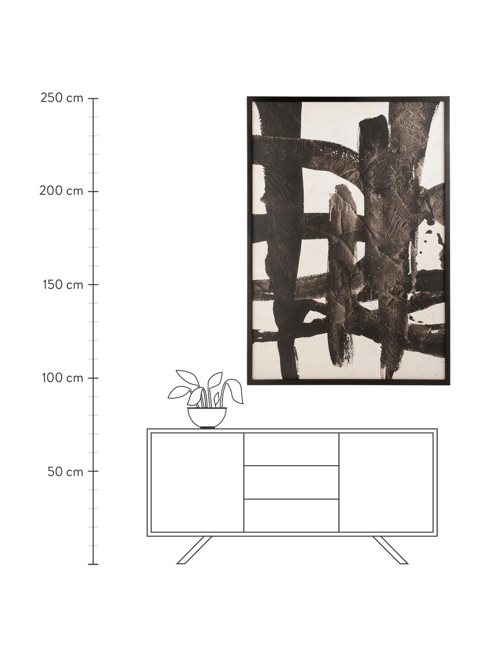 Gerahmter Leinwanddruck Abstract, Rahmen: Tannenholz, Mitteldichte , Schwarz, Weiß, B 110 x H 157 cm