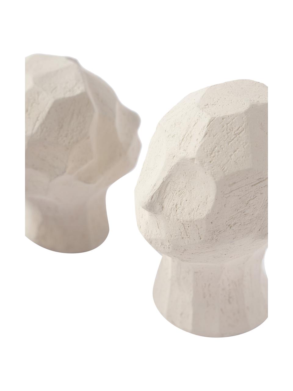 Set de figuras decorativas Limestone, 2 uds., Cemento, Blanco crema, Set de diferentes tamaños