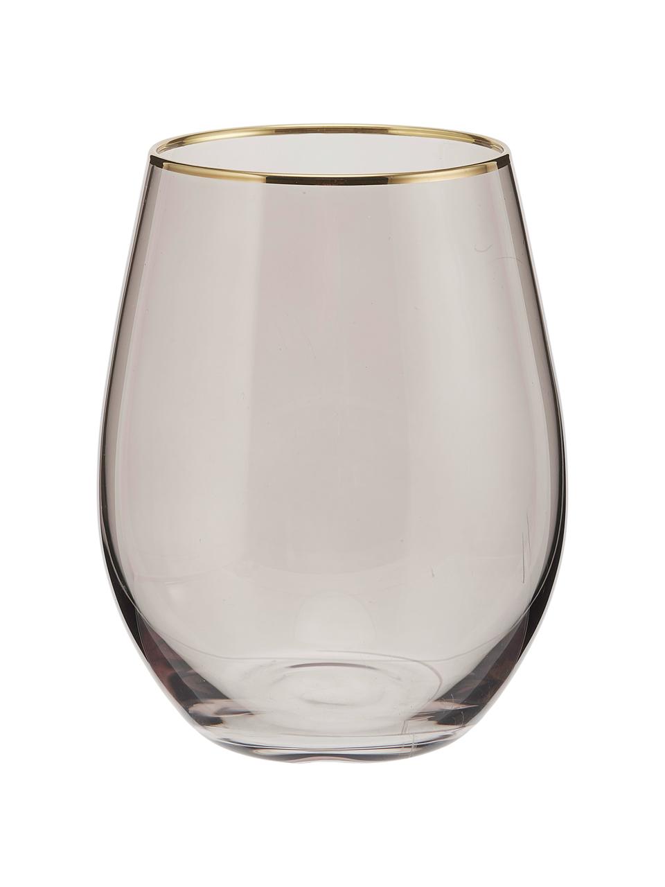 Vasos highball Chloe, 4 uds., Vidrio, Azul oscuro, dorado, Ø 9 x Al 12 cm