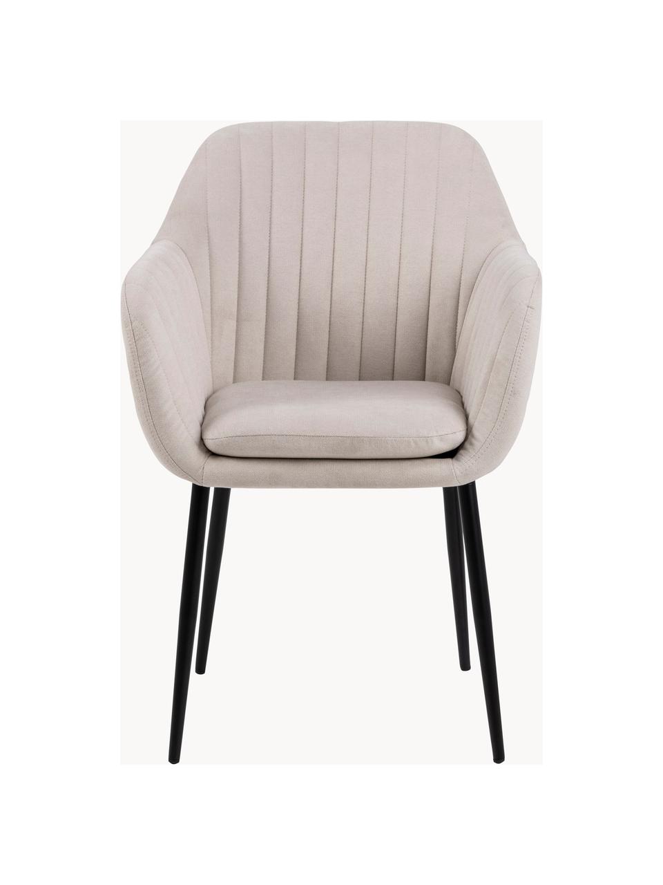 Chaise rembourrée Emilia, Tissu beige clair, noir, larg. 57 x prof. 59 cm