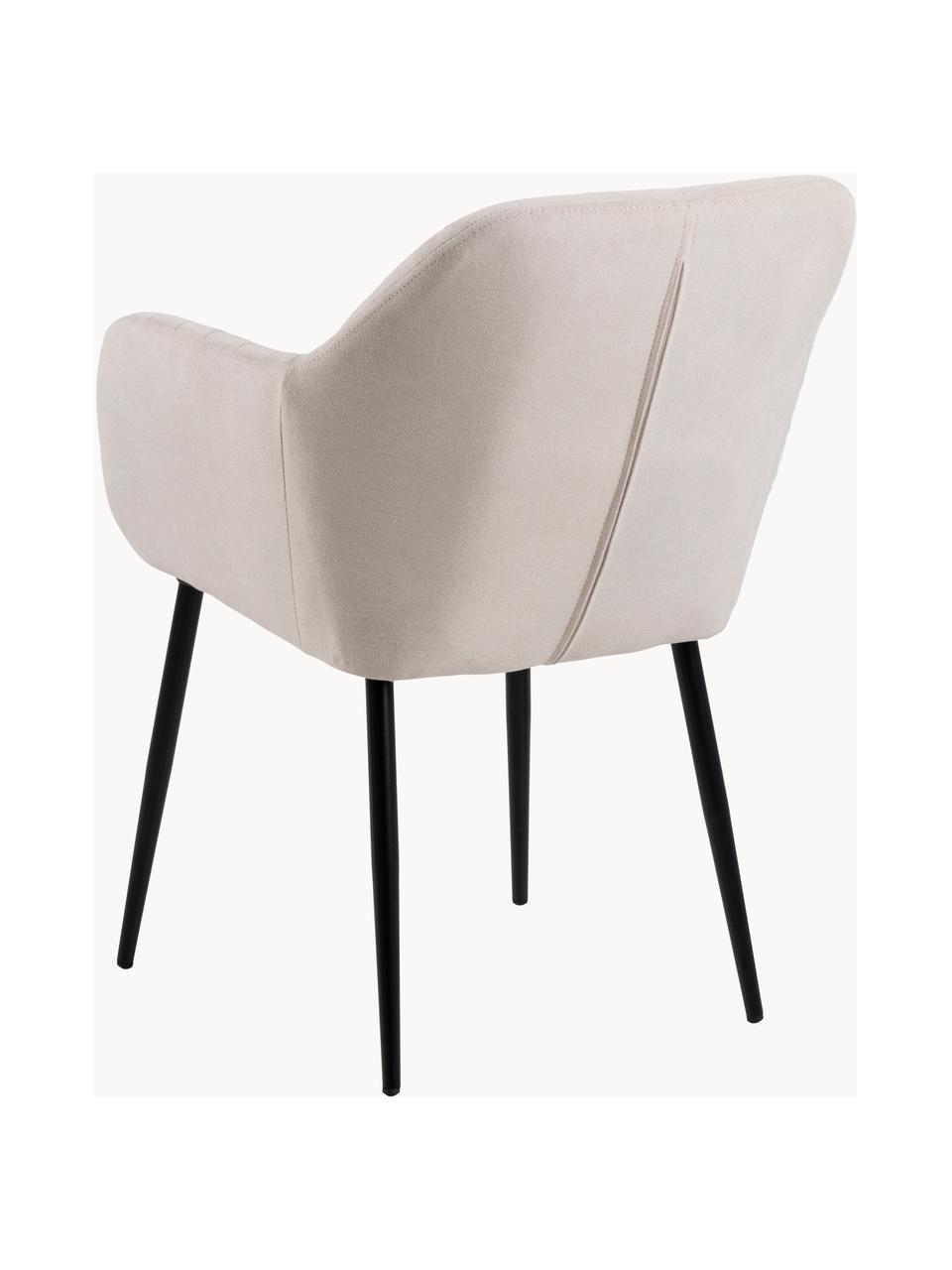 Sedia con gambe in metallo Emilia, Rivestimento: poliestere Il rivestiment, Gambe: metallo verniciato, Tessuto beige chiaro, nero, Larg. 57 x Prof. 59 cm