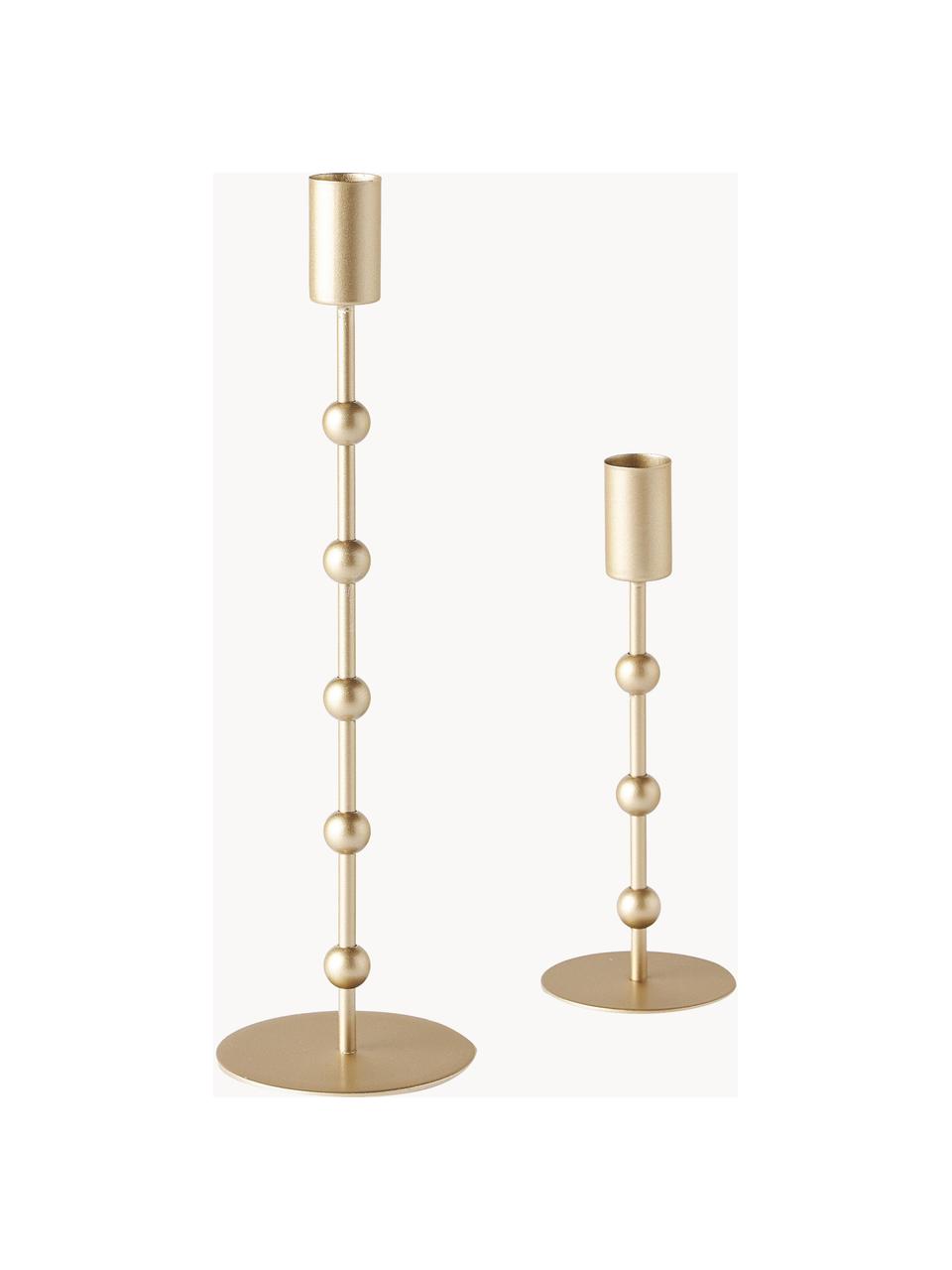 Set di 2 candelabri Kimberly, Metallo rivestito, Dorato, Set in varie misure