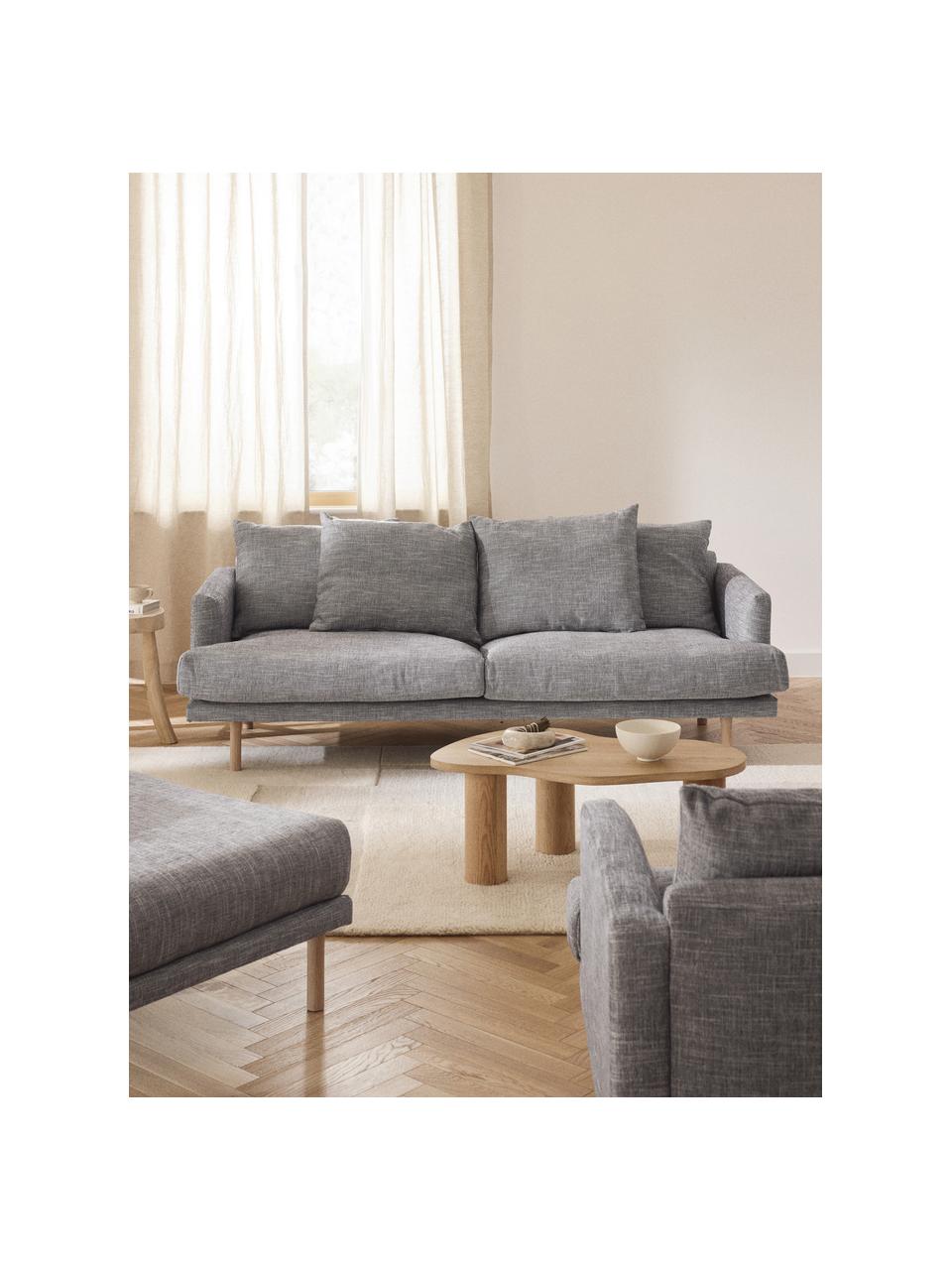 Sofa Adrian (3-Sitzer), Bezug: 47 % Viskose, 23 % Baumwo, Gestell: Sperrholz, Füße: Eichenholz, geölt Dieses , Webstoff Grau, B 214 x T 95 cm