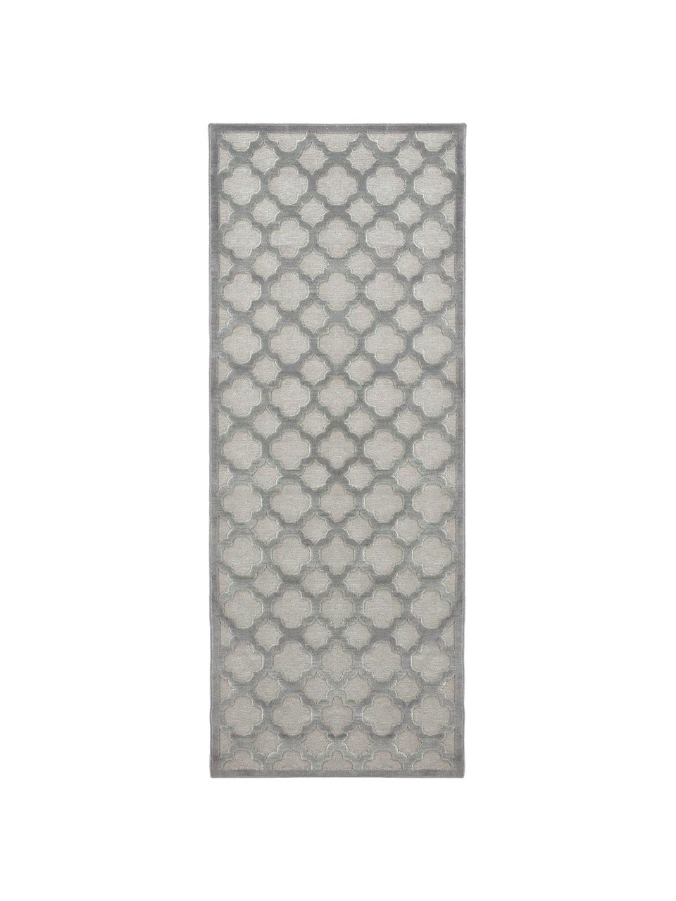 Passatoia in viscosa Bryon, Vello: viscosa, Retro: lattice, Grigio, Larg. 80 x Lung. 250 cm