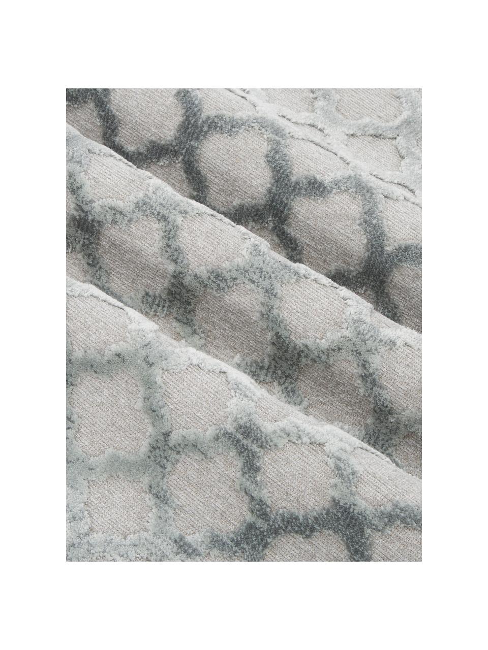 Viscose loper Bryon in grijs met hoog-laag patroon, Bovenzijde: 100% viscose, Onderzijde: latex, Grijs, B 80 x L 250 cm