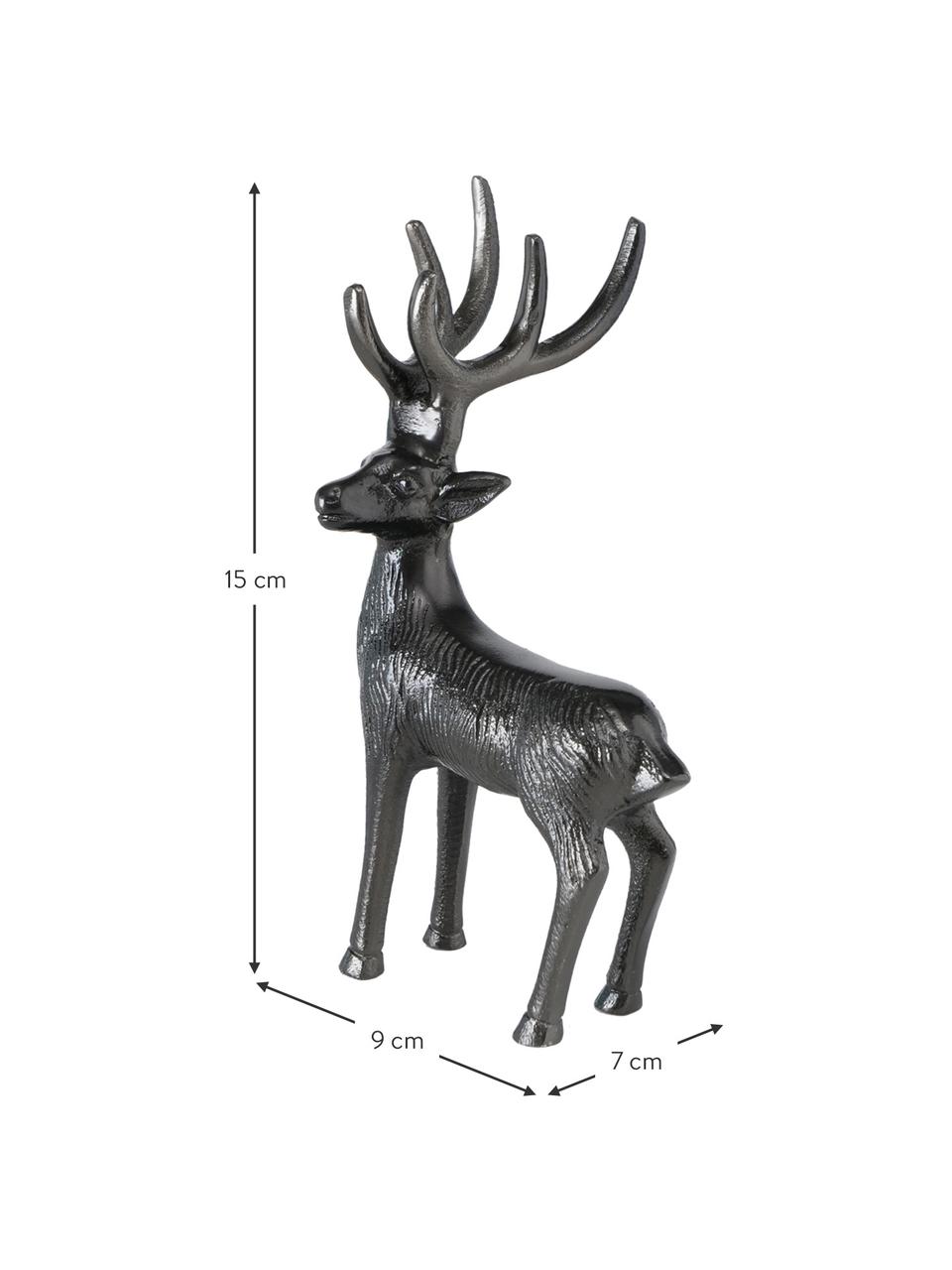 Dekorácie (jeleň) Mendel, V 15 cm, 2 ks, Potiahnutý hliník, Čierna, Š 9 x V 15 cm