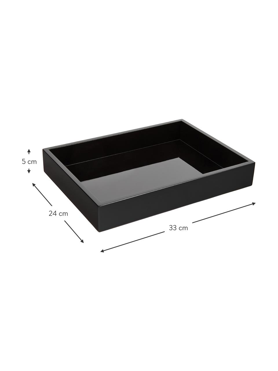 Plateau haute brillance Hayley, Noir, larg. 50 x prof. 35 cm