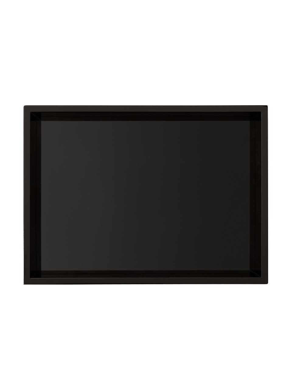 Plateau haute brillance Hayley, Noir, larg. 50 x prof. 35 cm