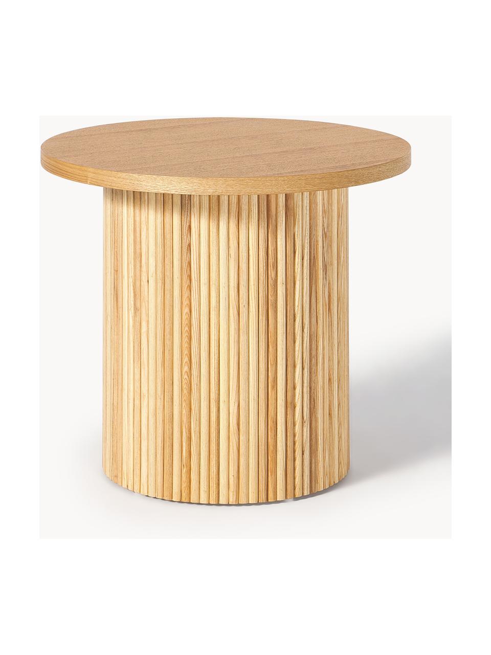 Kulatý dřevěný odkládací stolek Nele, Dřevovláknitá deska střední hustoty (MDF) s jasanovou dýhou

Tento produkt je vyroben z udržitelných zdrojů dřeva s certifikací FSC®., Světlé jasanové dřevo, Ø 60 cm, V 51 cm