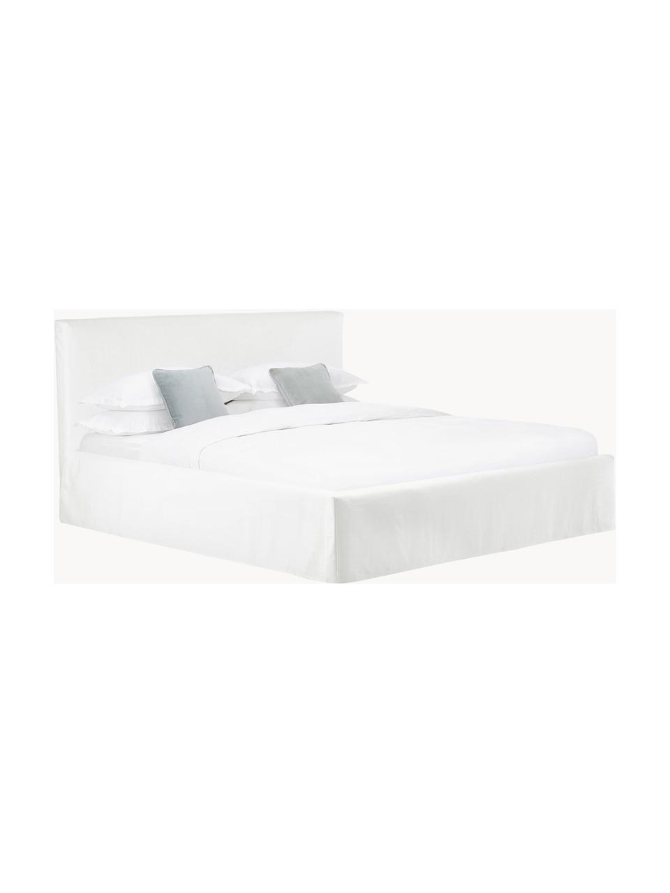 Čalouněná postel s úložným prostorem Feather, Bílá, Š 160 cm, D 200 cm