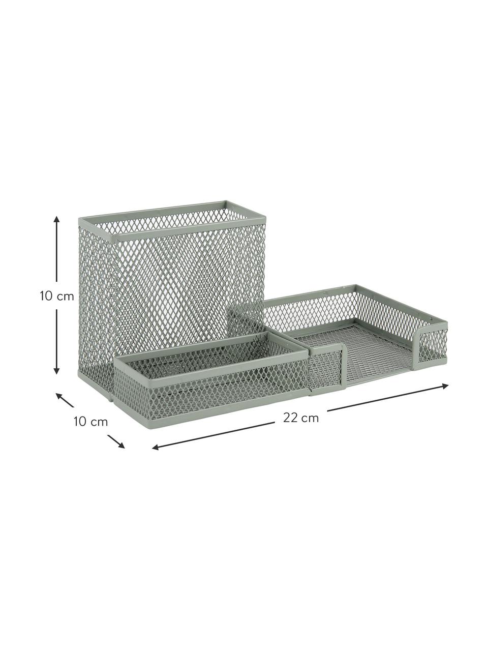 Organizer grigio verde da ufficio Essentials, Metallo rivestito, Grigio verde, Larg. 22 x Prof. 10 cm